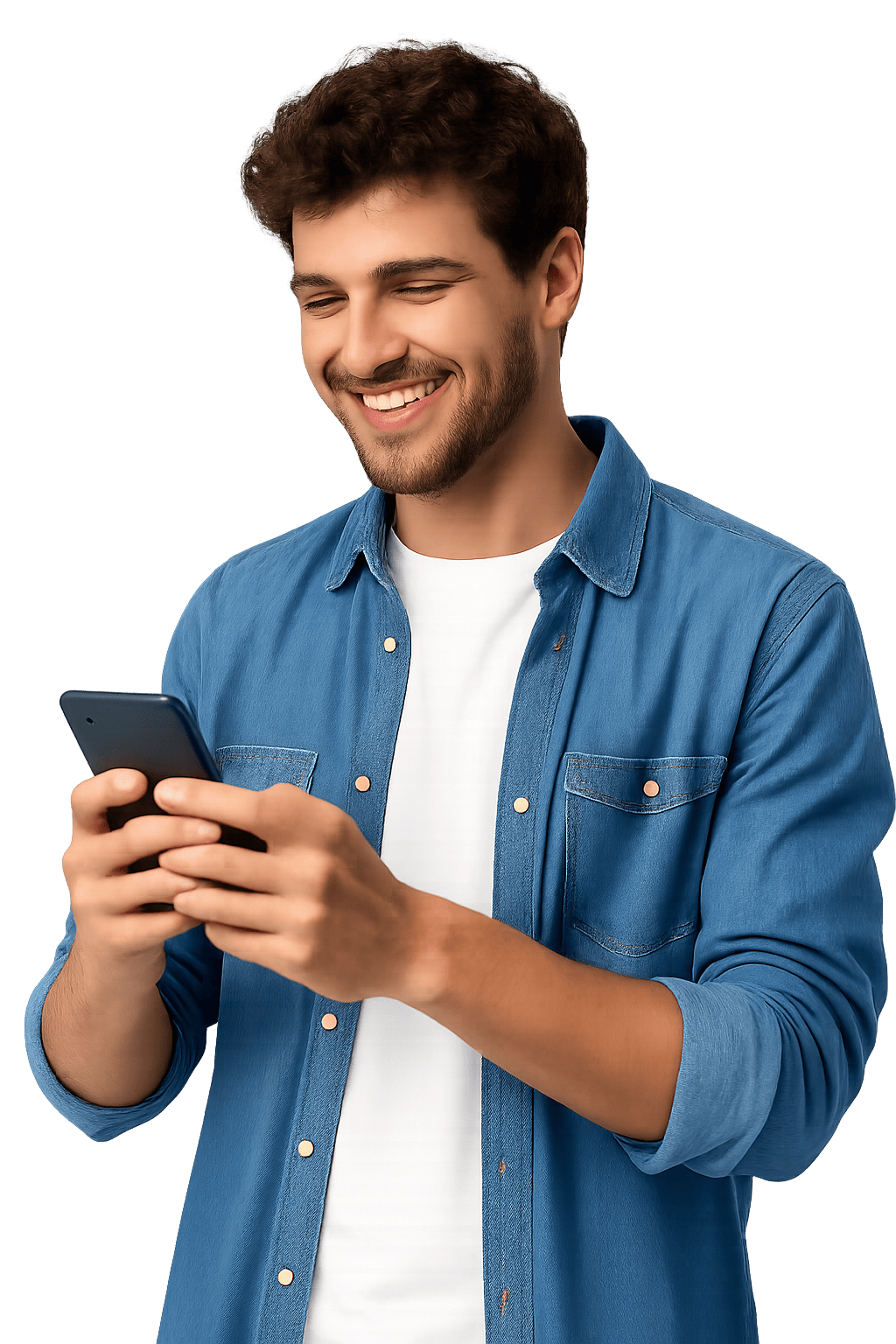 Ragazzo che offre servizi su Helpy dal telefono